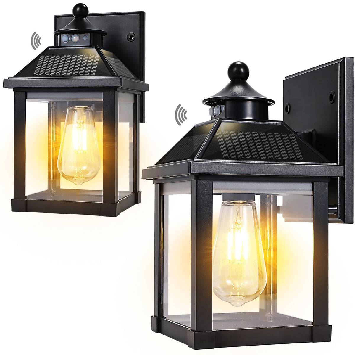 UOOIUMOY 2-Pack Solar Wall Lights – Dusk-to-Dawn, Motion Sensor, IP65 Waterproof