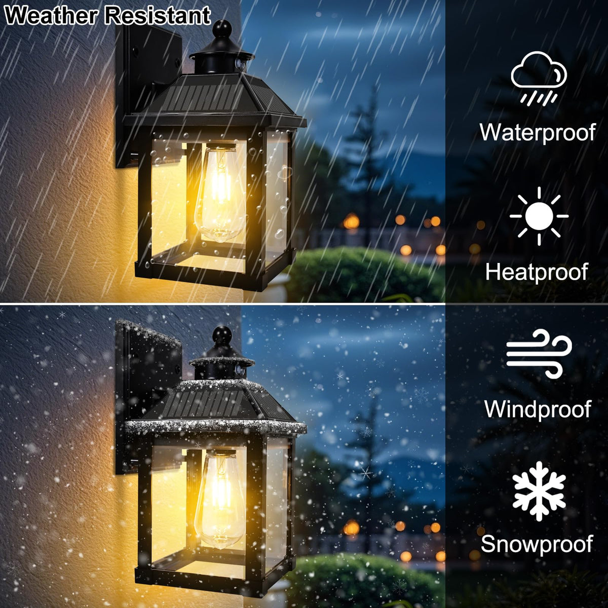 UOOIUMOY 2-Pack Solar Wall Lights – Dusk-to-Dawn, Motion Sensor, IP65 Waterproof