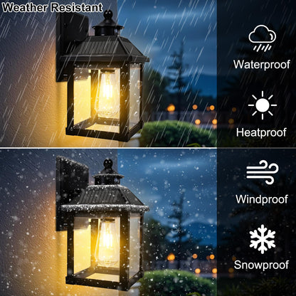 UOOIUMOY 2-Pack Solar Wall Lights – Dusk-to-Dawn, Motion Sensor, IP65 Waterproof