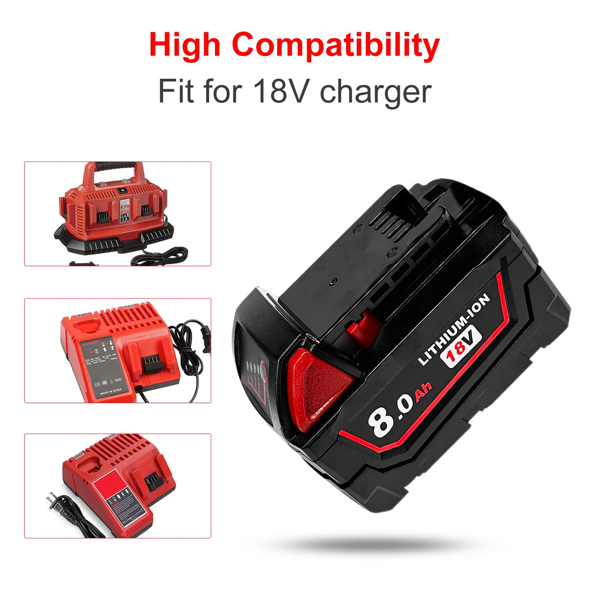 USPECIAL 8Ah Replacement Battery for Milwaukee 18V Power Tools – 1 Pack
