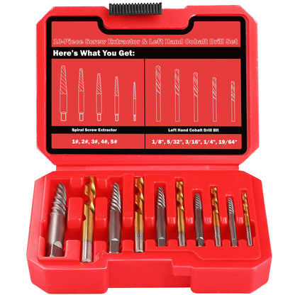 UYECOVE 14-Piece Screw Extractor Set – Left-Hand Drill Bits for Stripped Screws & Broken Bolts