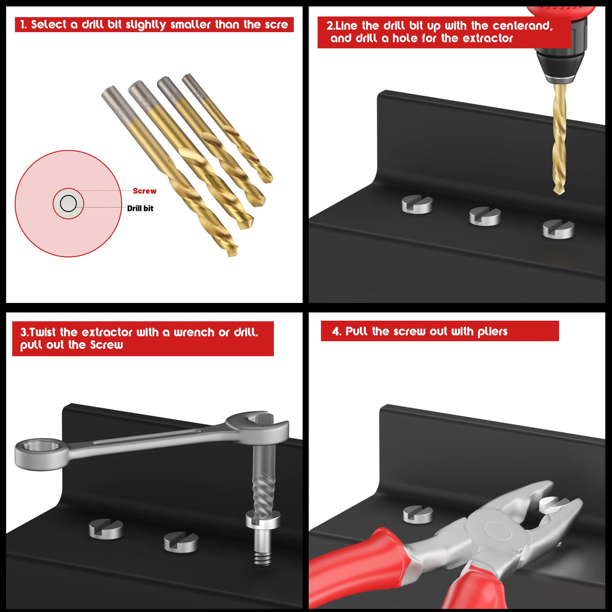 UYECOVE 14-Piece Screw Extractor Set – Left-Hand Drill Bits for Stripped Screws & Broken Bolts