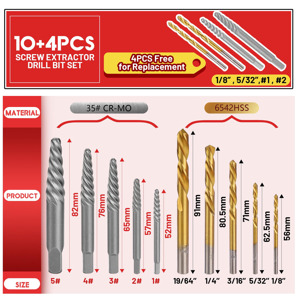 UYECOVE 14-Piece Screw Extractor Set – Left-Hand Drill Bits for Stripped Screws & Broken Bolts