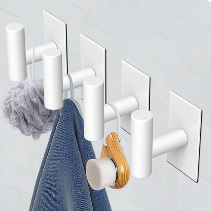 VAEHOLD Wall Towel Hooks – Heavy-Duty Adhesive, No-Drill Installation, White, 4-Pack