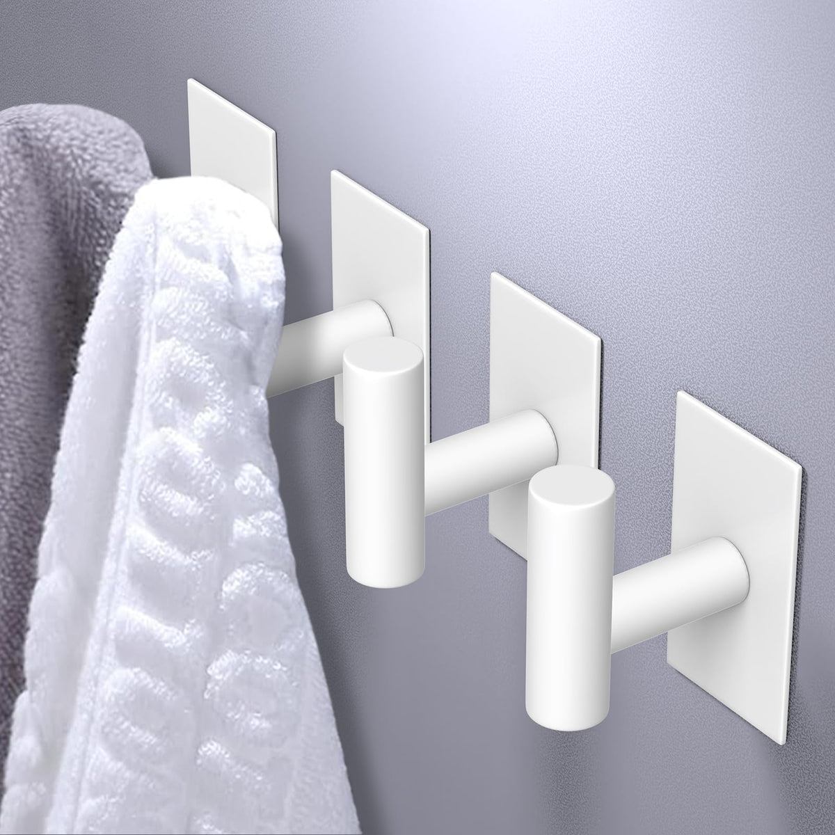 VAEHOLD Wall Towel Hooks – Heavy-Duty Adhesive, No-Drill Installation, White, 4-Pack