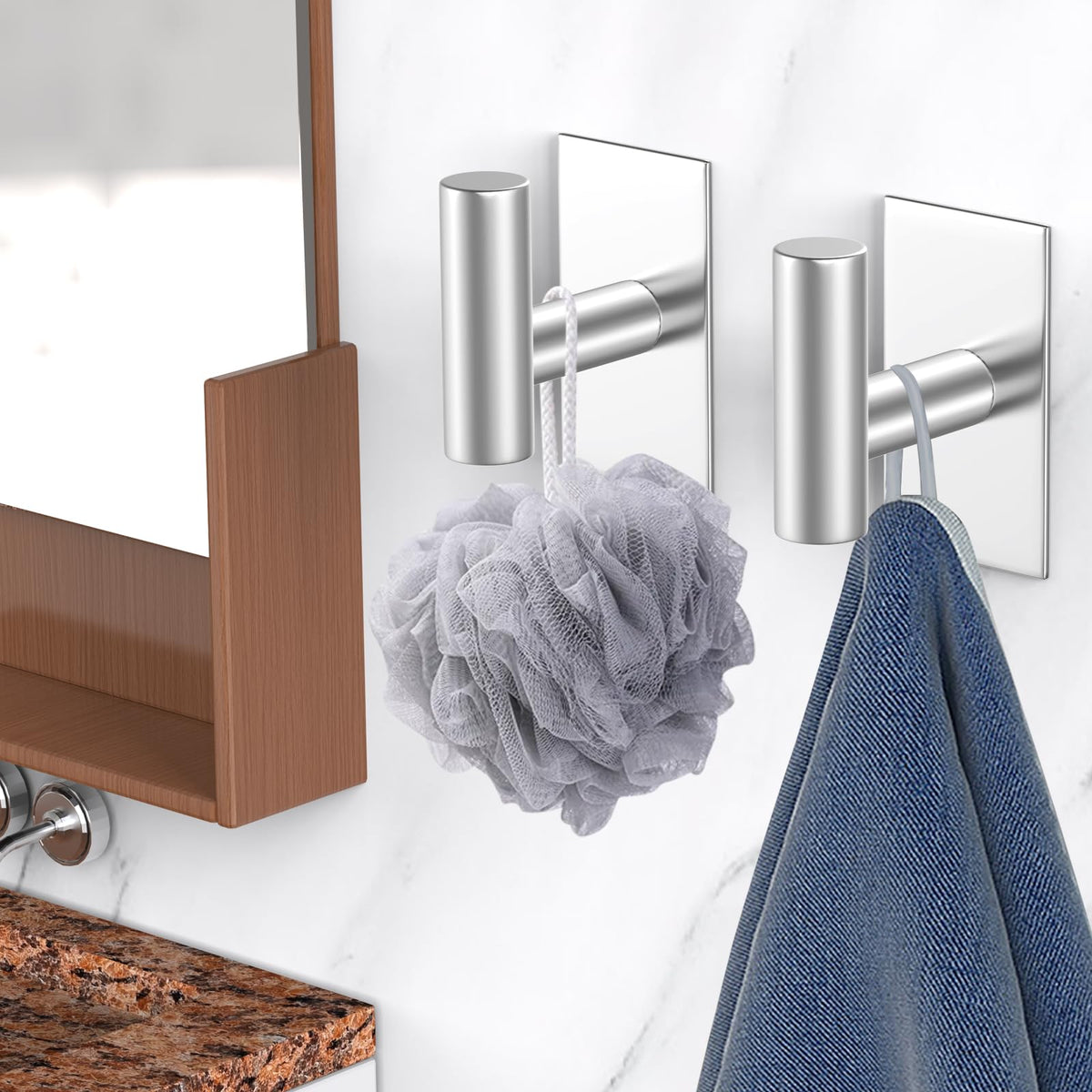VAEHOLD Wall Hooks 6-Pack | Heavy-Duty Adhesive Hooks for Kitchen, Closet & More