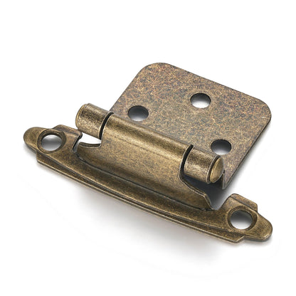 Vallecloud 10 Pack Antique Brass Self-Closing Hinges – 1/2 Overlay (Face Frame)