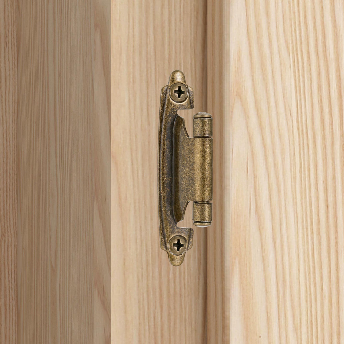 Vallecloud 10 Pack Antique Brass Self-Closing Hinges – 1/2 Overlay (Face Frame)