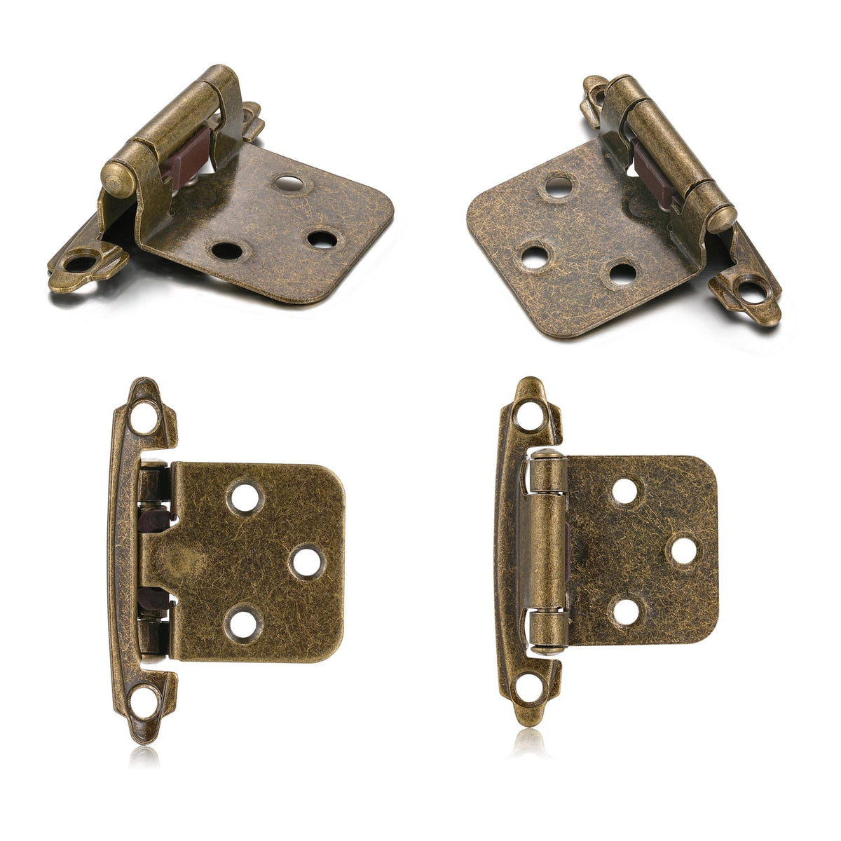 Vallecloud 10 Pack Antique Brass Self-Closing Hinges – 1/2 Overlay (Face Frame)