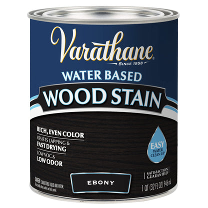 Varathane Ebony Water-Based Wood Stain – One-Coat Coverage, Quart (381120)