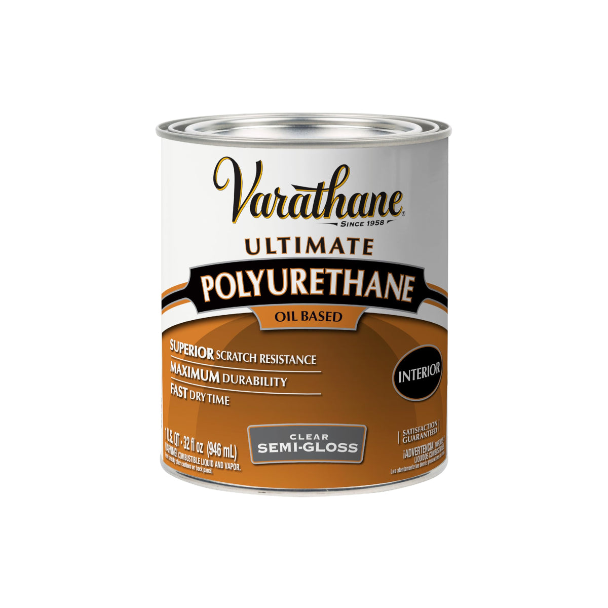Varathane Oil-Based Ultimate Polyurethane, Quart – Semi-Gloss Finish, Fast-Drying