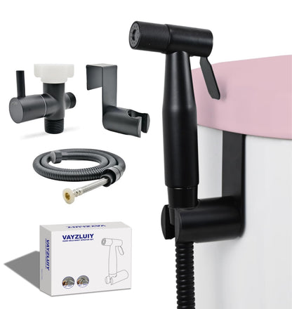 Vayzluiy Handheld Bidet Sprayer – Adjustable Water Pressure, Matte Black, Durable Brass Valve