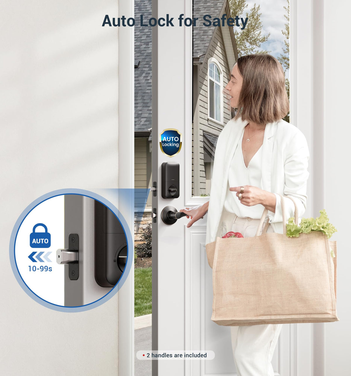 Veise Fingerprint Door Lock with 2 Lever Handles – Keyless Entry, Auto-Lock & Easy Installation
