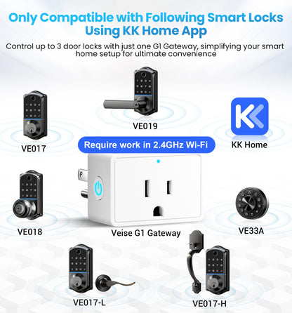 Veise G1 Gateway — KK Home App Compatible WiFi Bridge for Remote Lock Control