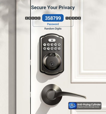 Veise Fingerprint Door Lock with 2 Lever Handles – Keyless Entry, Auto-Lock