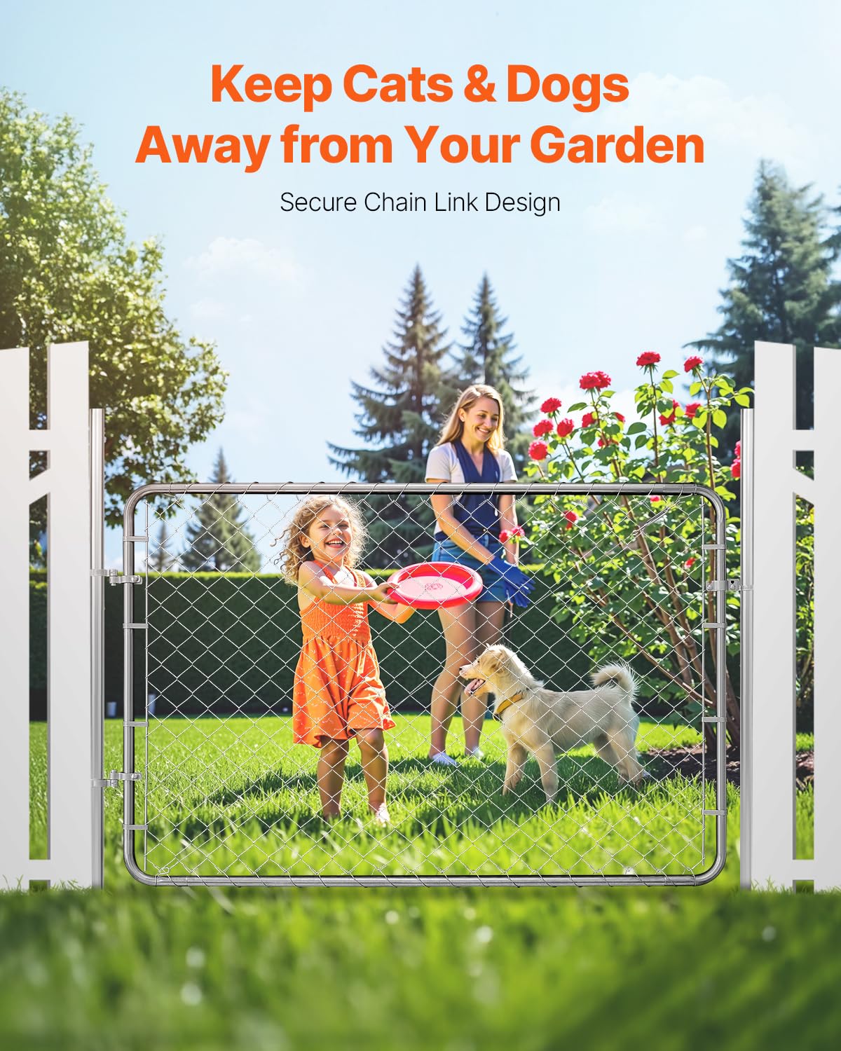 VEVOR Chain Link Gate 72 x 48 in – Adjustable, Rust-Resistant Galvanized Fence Gate (Posts Not Included)