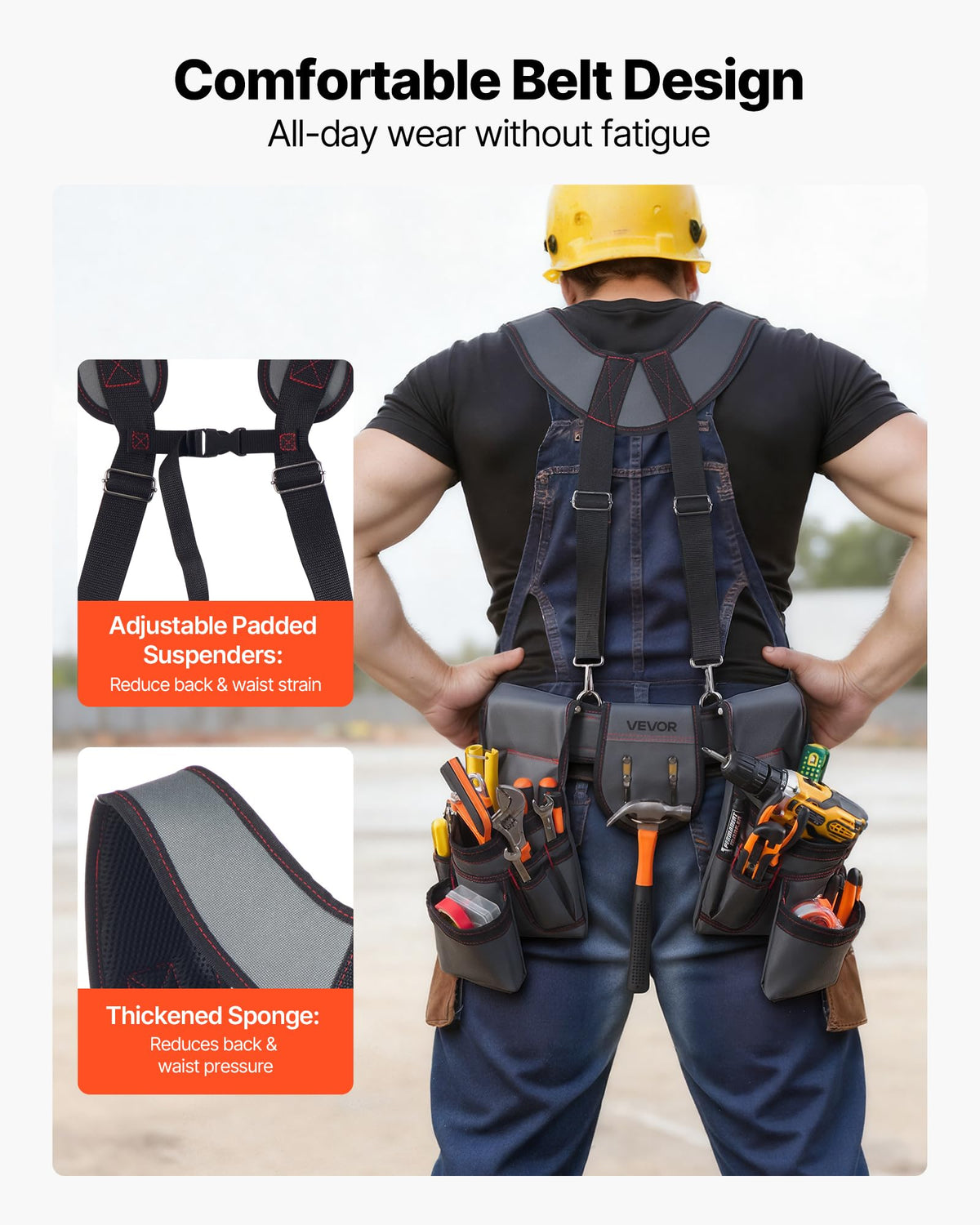 VEVOR 22-Pocket Tool Belt with Suspenders – Heavy-Duty Adjustable Utility Belt