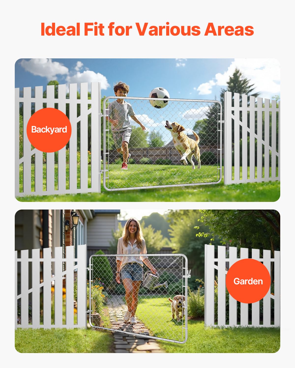 VEVOR Chain Link Gate 72 x 48 in – Adjustable, Rust-Resistant Galvanized Fence Gate (Posts Not Included)