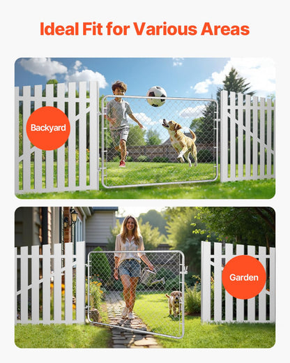 VEVOR Chain Link Gate 72 x 48 in – Adjustable, Rust-Resistant Galvanized Fence Gate (Posts Not Included)