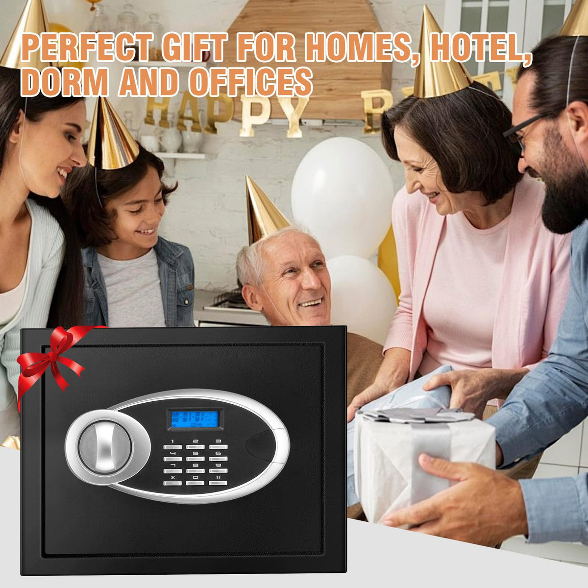 VIDXCVIT 1.2 Cu Ft Safe Box with Digital Keypad – Wall or Floor Mount, Removable Shelf