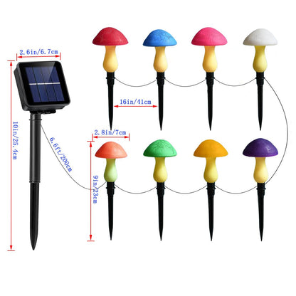 Viewpick Solar Garden Decor Lights — 8 Crack Mushroom Stakes with 8 Colors & 8 Modes