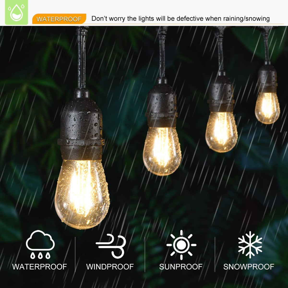 VISTERLITE 24 Pack LED S14 Replacement Bulbs – 2200K Warm White, Waterproof, E26, 1W (11W Equivalent), Non-Dimmable