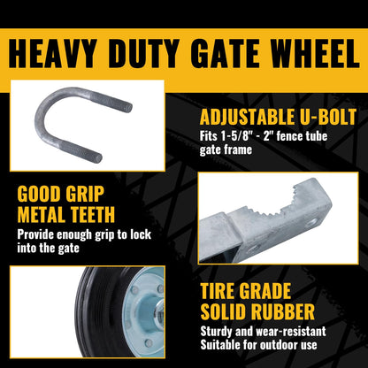VIVIDA Gate Wheels for Metal Tube Gates | 6-Inch Heavy-Duty Caster, 1-5/8 to 2-Inch Frames
