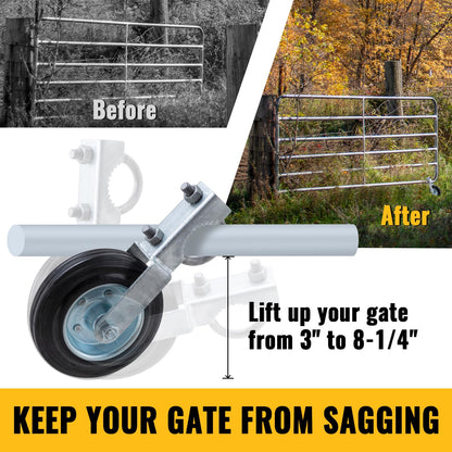 VIVIDA Gate Wheels for Metal Tube Gates | 6-Inch Heavy-Duty Caster, 1-5/8 to 2-Inch Frames