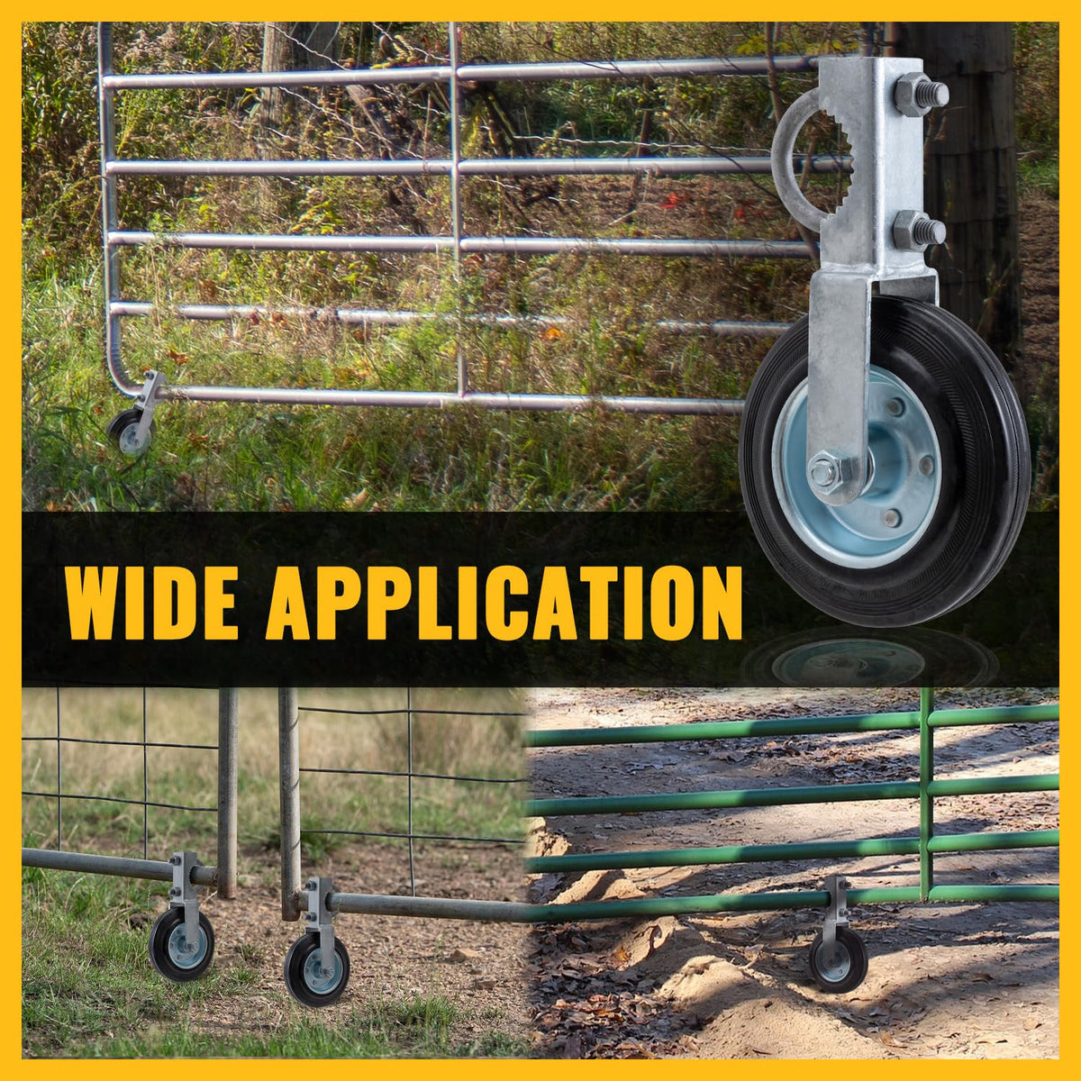 VIVIDA Gate Wheels for Metal Tube Gates | 6-Inch Heavy-Duty Caster, 1-5/8 to 2-Inch Frames
