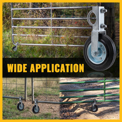 VIVIDA Gate Wheels for Metal Tube Gates | 6-Inch Heavy-Duty Caster, 1-5/8 to 2-Inch Frames