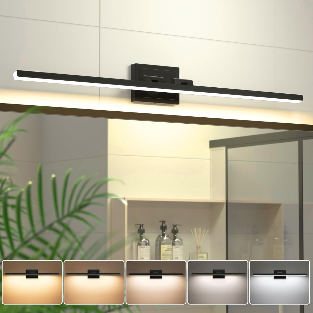VOLISUN Modern 39.4-inch Vanity Light | 5CCT Dimmable 180° Rotatable, ETL, Black Bar