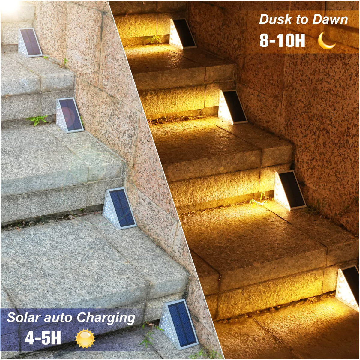 VOLISUN Solar Stair Lights 12 Pack – IP67 Waterproof LED Step Lights, 80 Lumen Warm White