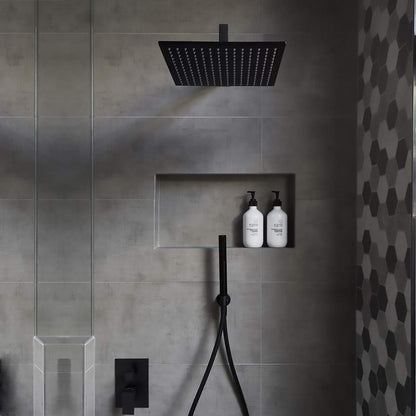 Voolan Rain Shower Head 12 Inch Black – High Flow Square Stainless Showerhead
