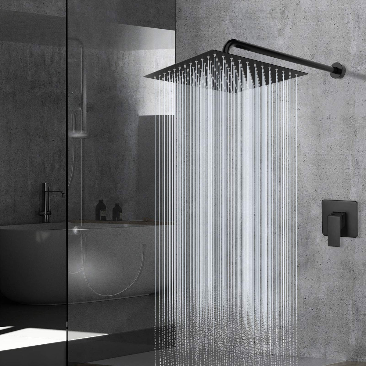 Voolan Rain Shower Head 12 Inch Black – High Flow Square Stainless Showerhead