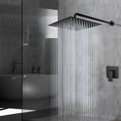 Voolan Rain Shower Head 12 Inch Black – High Flow Square Stainless Showerhead
