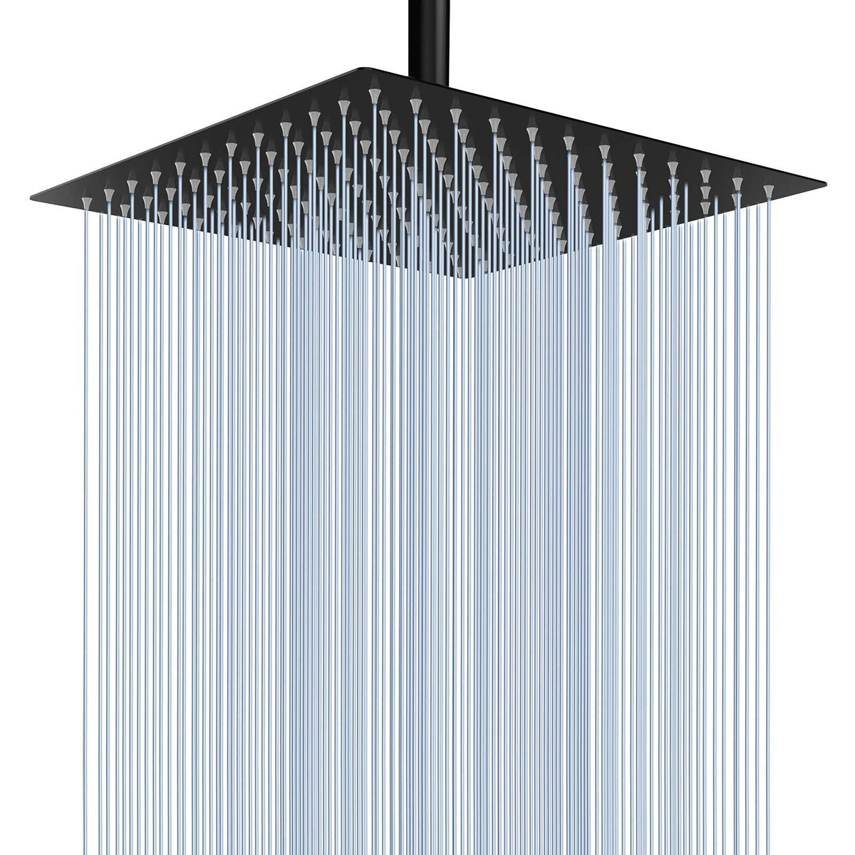 Voolan Rain Shower Head 12 Inch Black – High Flow Square Stainless Showerhead