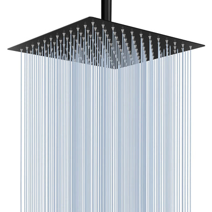 Voolan Rain Shower Head 12 Inch Black – High Flow Square Stainless Showerhead
