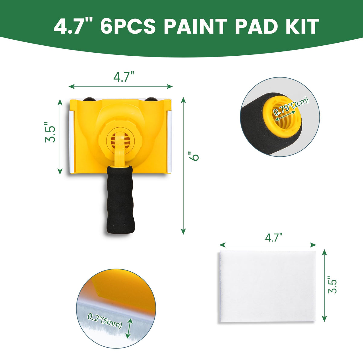 VOOMEY Paint Edger - 360° Rotation Handle, Corner & Ceiling Edge Painter with 5pcs Replace Pads