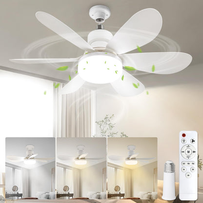 VTYXCTIGJ Socket Fan Light with Remote – 20.5" E26 Ceiling Fan with Dimmable LED Light (3000K-6500K)