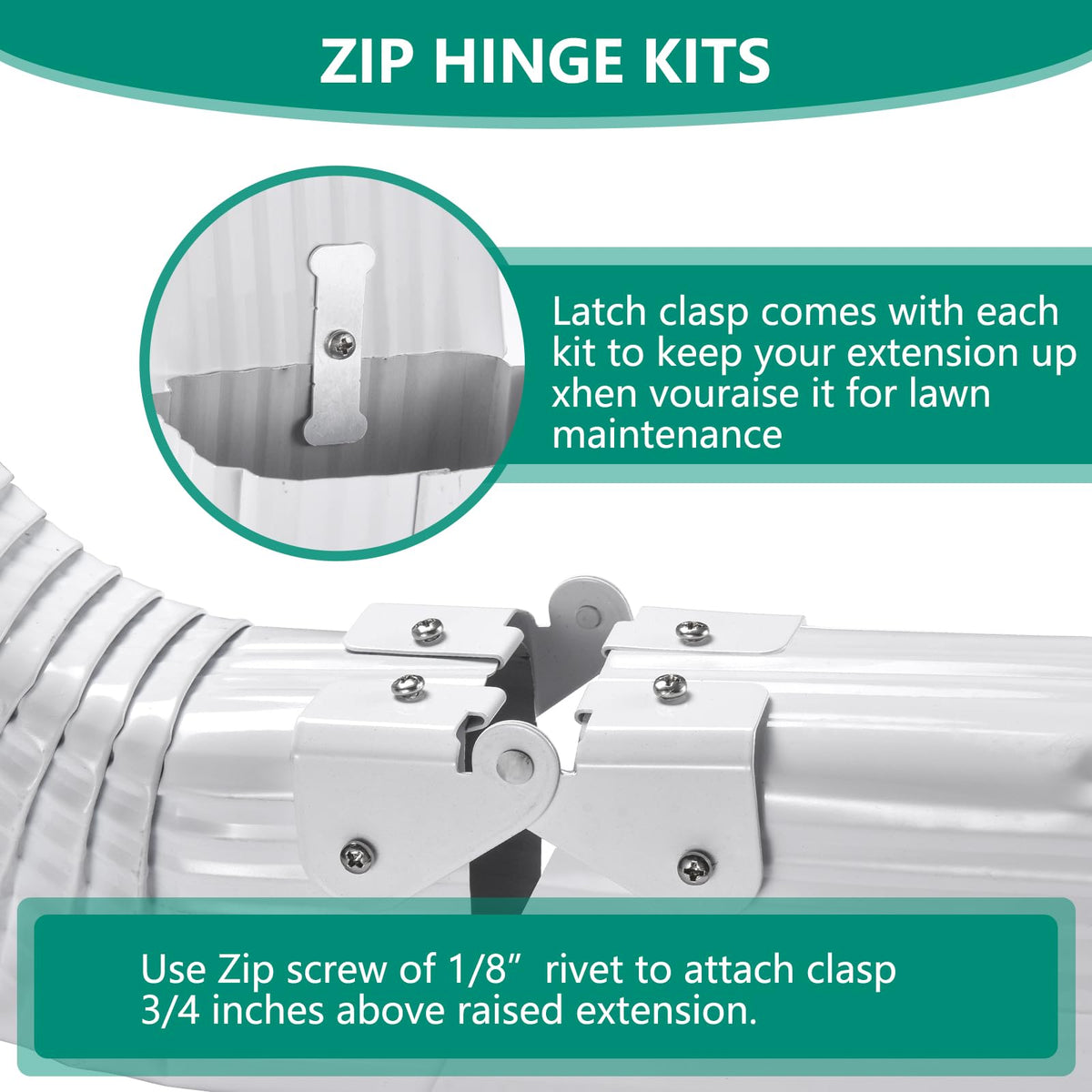 VYH Gutter Downspout Flip-Up Hinge – 8-Pack Aluminum Extension, Easy Install