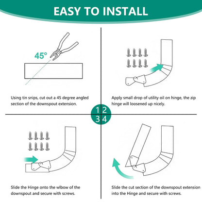 VYH Gutter Downspout Flip-Up Hinge – 8-Pack Aluminum Extension, Easy Install