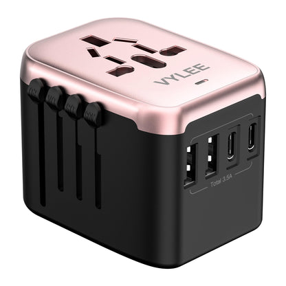 VYLEE Universal International Power Travel Plug Adapter 5-in-1 Rose Gold