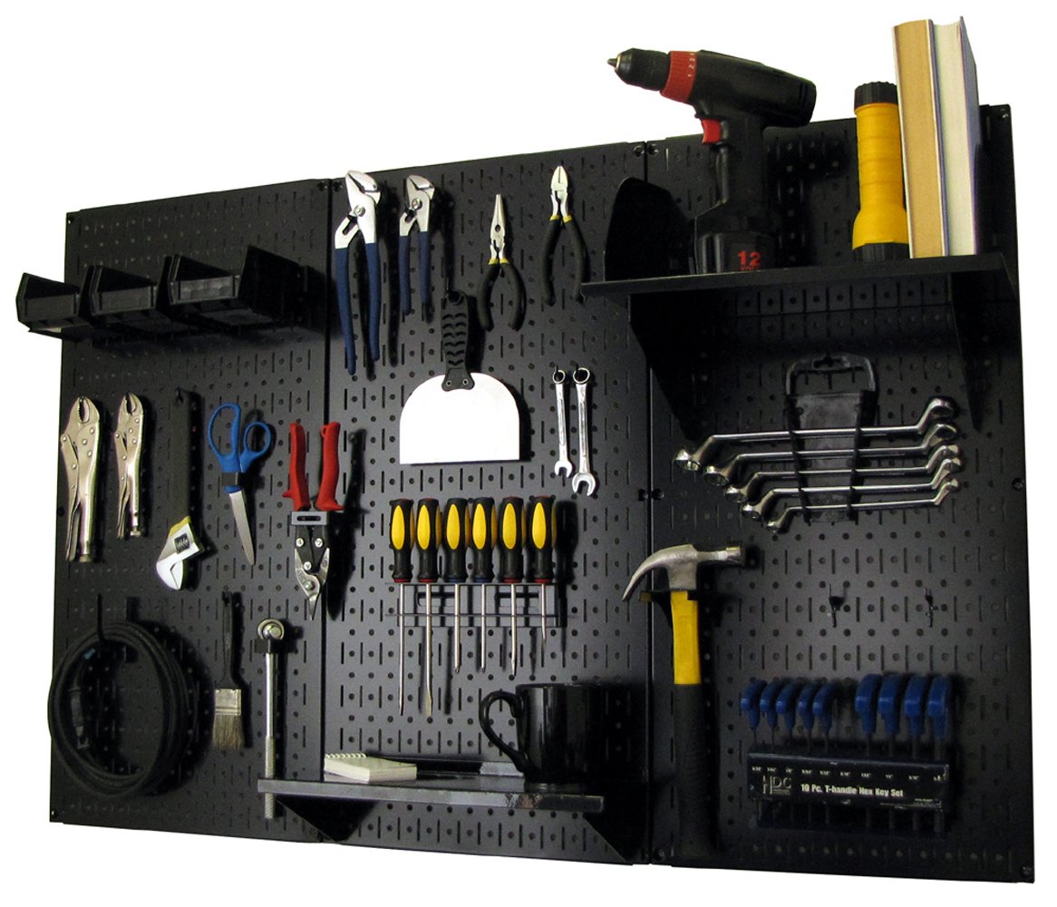 Wall Control Pegboard Organizer Kit (4 ft) – Black Metal Pegboard Panels & Accessories | Heavy-Duty Tool Storage