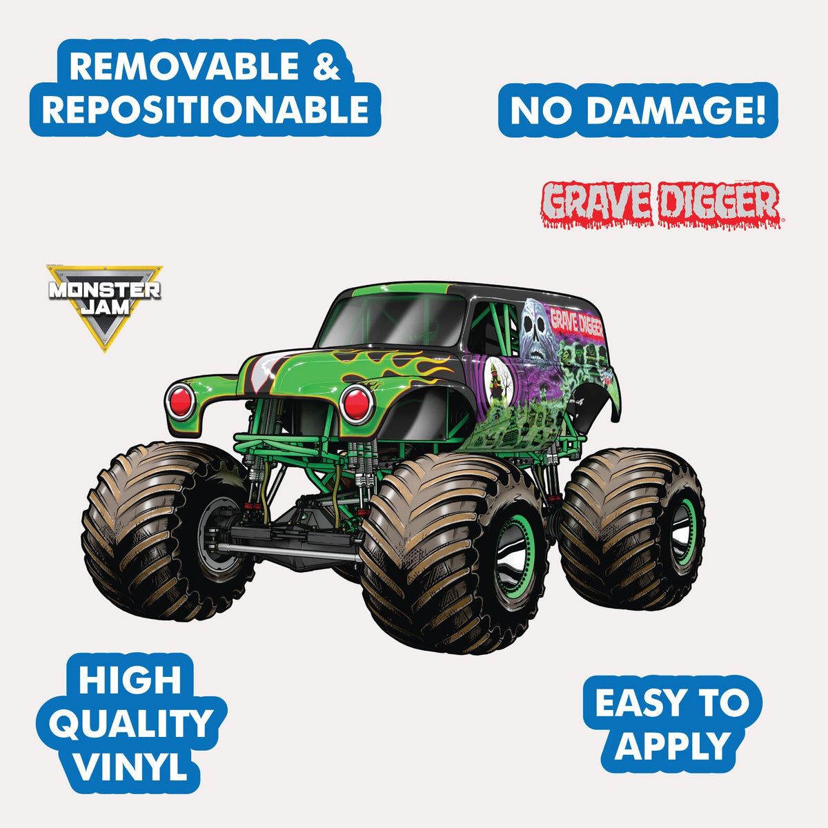 Wall Palz Monster Jam Wall Decals — 23" Grave Digger with 3D AR Interaction