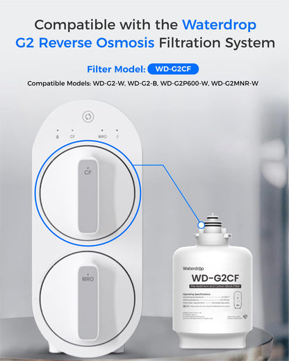 Waterdrop G2CF Filter — Replacement for G2, G2P600 & G2MNR RO Systems | 12-Month Lifetime