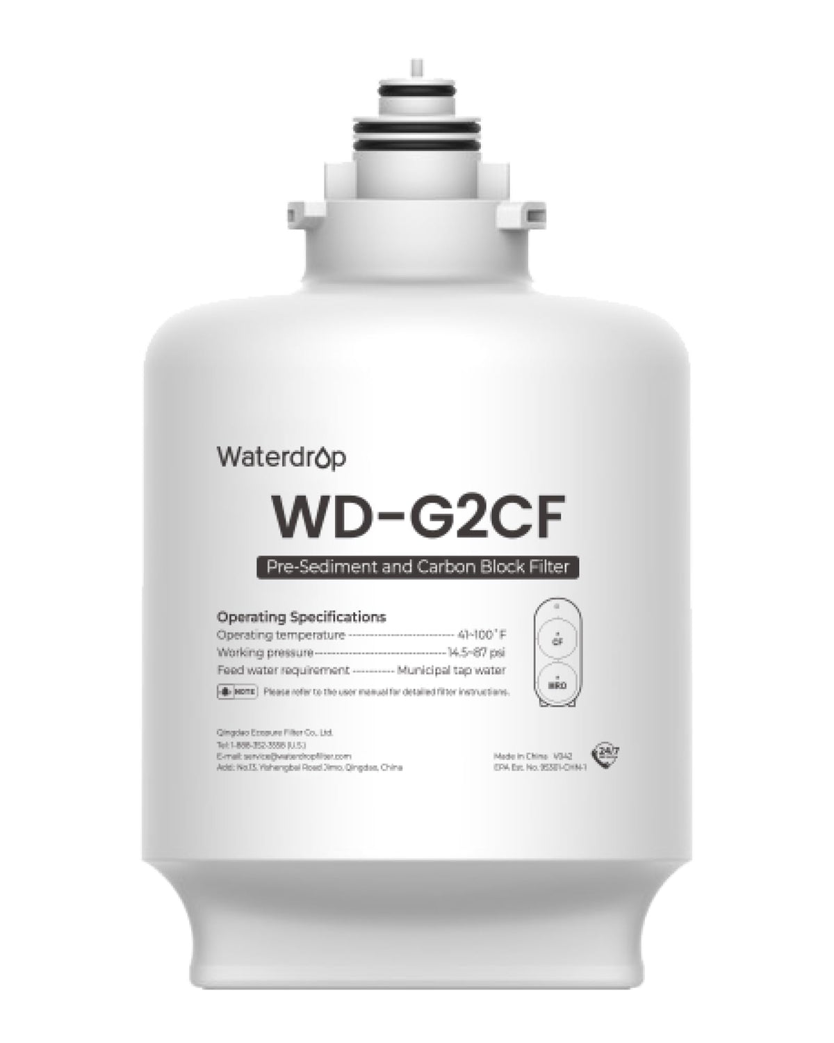 Waterdrop G2CF Filter — Replacement for G2, G2P600 & G2MNR RO Systems | 12-Month Lifetime