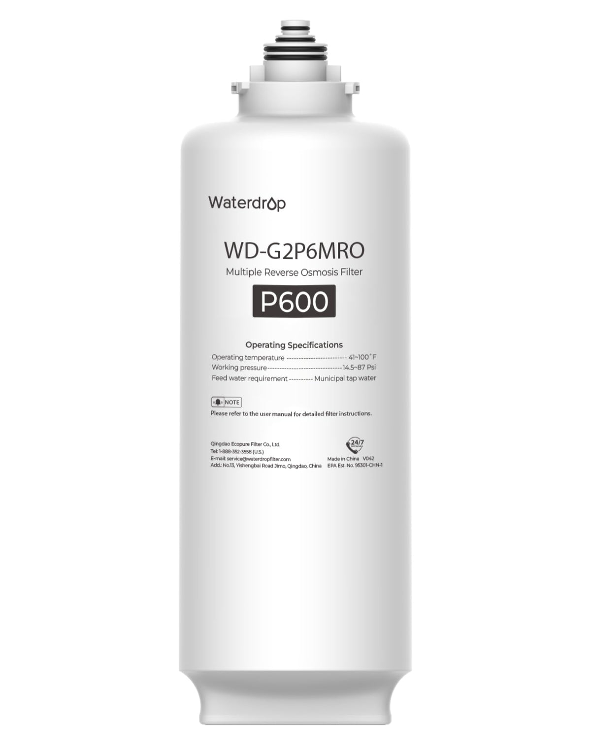 Waterdrop G2P6MRO Filter for G2P600 RO System – 24 Months, PFAS Reduction