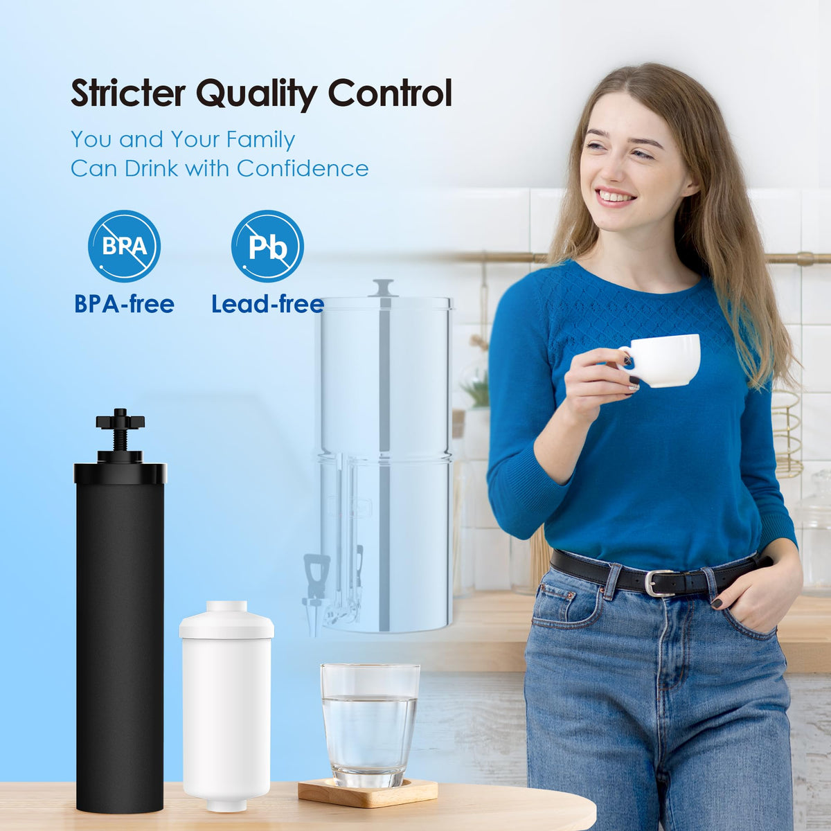 Waterdrop Gravity Water Filter Replacement Pack for Berkey & Waterdrop Systems | NSF/ANSI 372