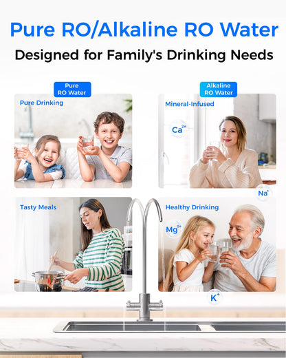 Waterdrop T4-A Alkaline pH+ RO System – 10-Stage, 450 GPD, Tankless Undersink, Dual Flow, NSF/ANSI 372