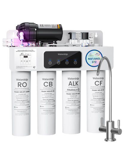 Waterdrop T4-A Alkaline pH+ RO System – 10-Stage, 450 GPD, Tankless Undersink, Dual Flow, NSF/ANSI 372